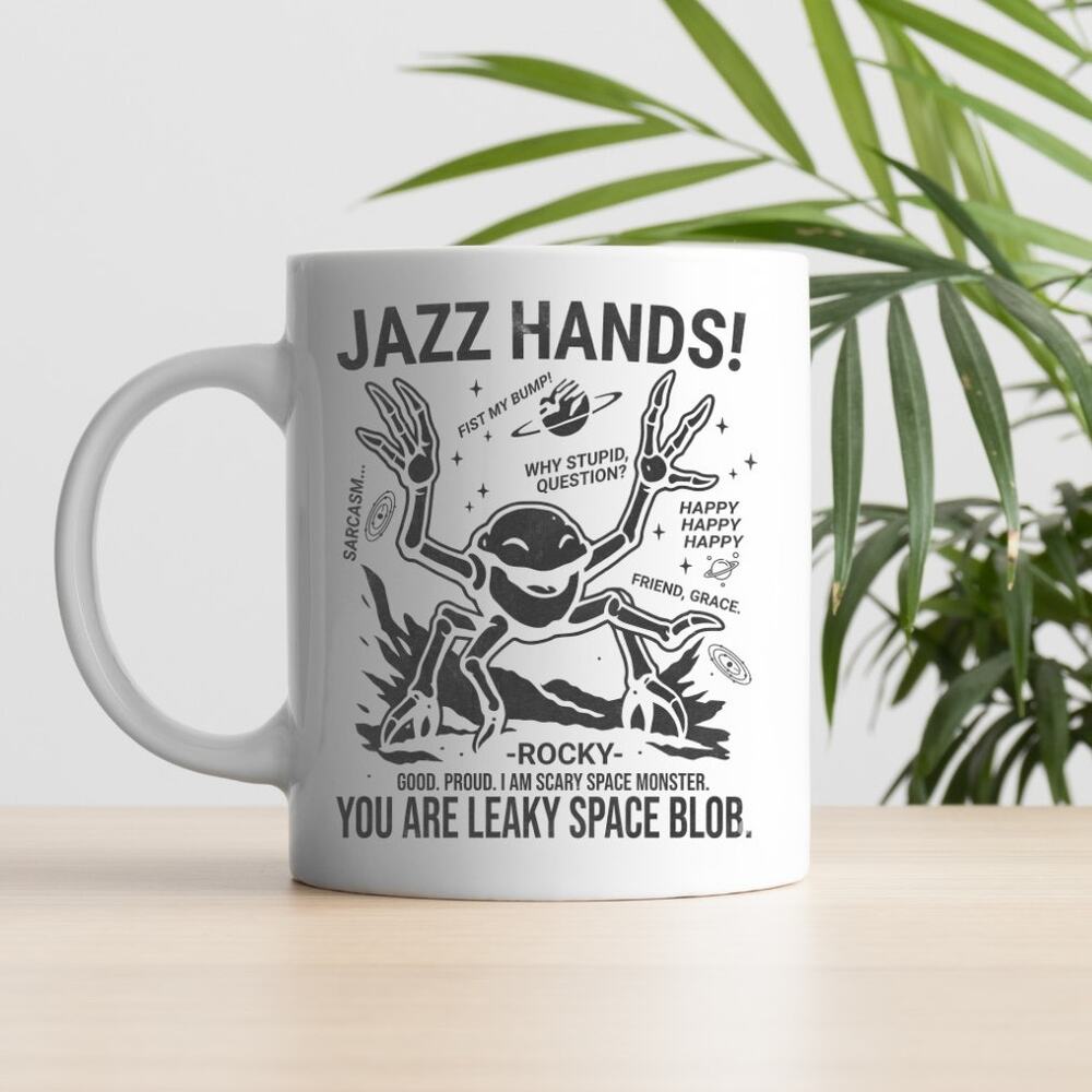 Project Hail Mary 15 oz Coffee Mug Rocky Jazz Hands Andy Weir White Mug PHM 2